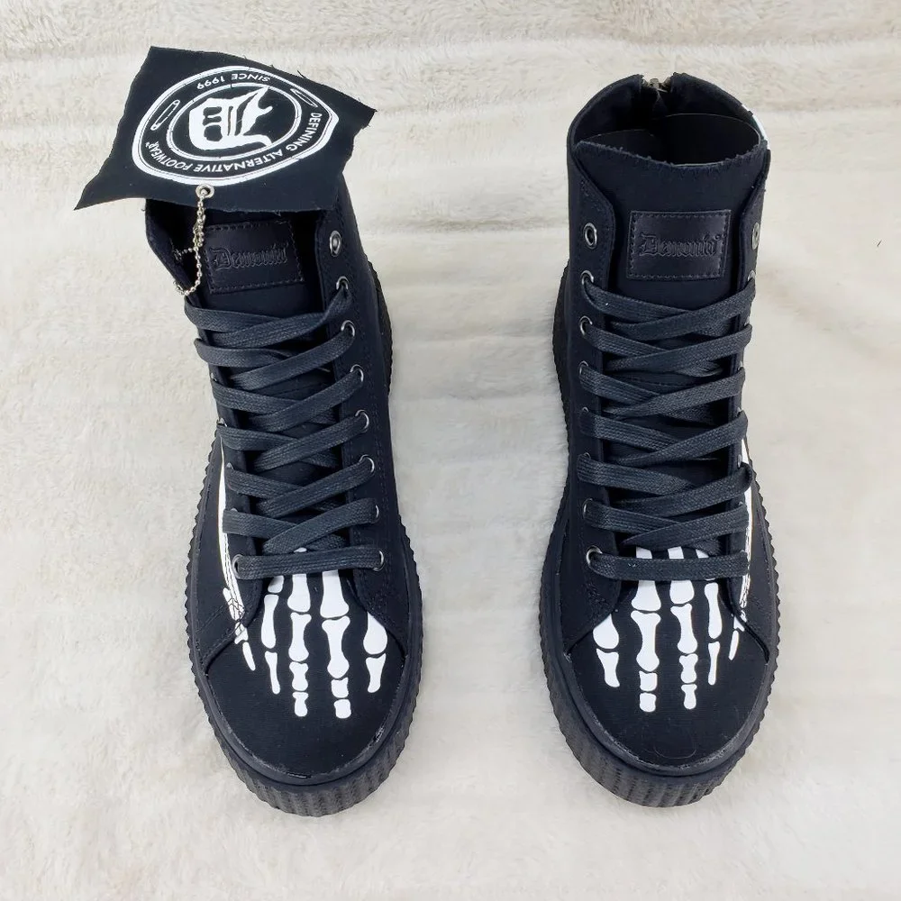 Sneeker 252 Mens X-Ray Graphic Bone Creeper Sneaker Flame Tread Goth Punk